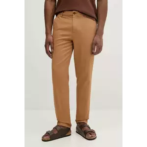 Sisley pantaloni de bumbac culoarea maro, drept, 4GJ0SF057 imagine