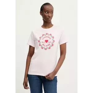 Converse tricou din bumbac femei, culoarea roz, 10028307-A03 imagine