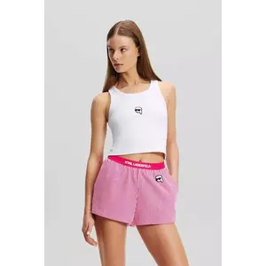 Karl Lagerfeld pantaloni scurți de pijama din bumbac femei, culoarea roz, bumbac, A2W45009 imagine
