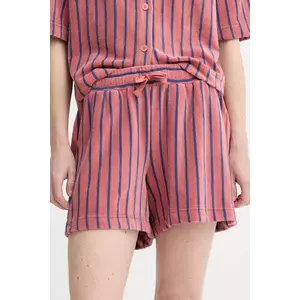 Marc O'Polo pantaloni scurți din bumbac culoarea portocaliu, cu imprimeu, high waist, 5000006522 imagine