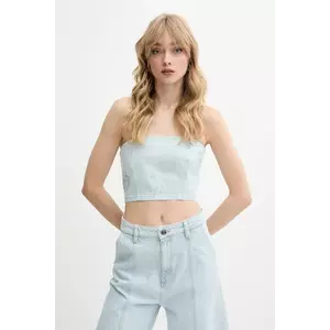 Rotate top din denim cu imprimeu, 1140621468 imagine