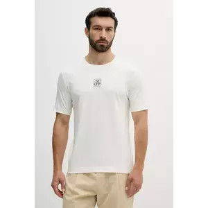 Marc O'Polo tricou din bumbac culoarea bej, cu imprimeu, 524201251298 imagine