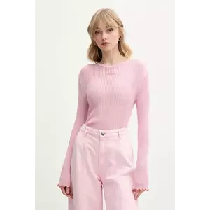 Stine Goya longsleeve de mătase culoarea roz, SG-SS25-T060-2355 imagine
