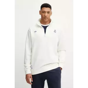 adidas Originals hanorac de bumbac Real Icon HZTP culoarea bej, cu imprimeu, JF2574 imagine
