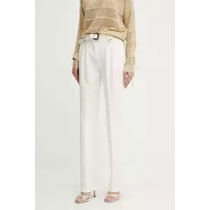 Versace Jeans Couture pantaloni culoarea bej, drept, high waist, 78HAA111 N0356 imagine