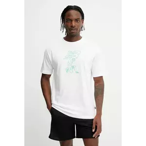 New Balance tricou din bumbac culoarea alb, cu imprimeu, MT51978WT imagine