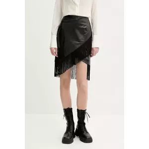 IRO fustă de piele culoarea negru, mini, drept, WM31NEELA imagine