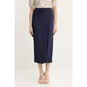 Luisa Spagnoli fustă culoarea bleumarin, midi, drept, 542164 imagine