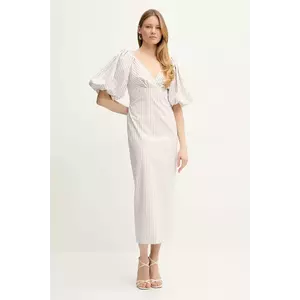Luisa Spagnoli rochie din bumbac culoarea alb, maxi, drept, 542277 imagine