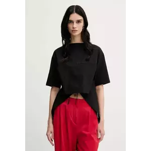 Sisley tricou din bumbac culoarea negru, 3F1QL107K imagine