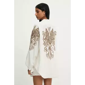 sacou culoarea bej, oversize, modelator imagine