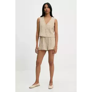 Answear Lab vestă și pantaloni scurți culoarea bej imagine