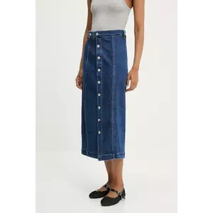 Answear Lab fusta jeans culoarea albastru marin, midi, evazati imagine