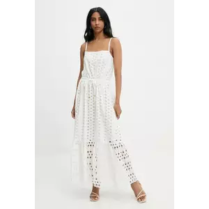 Answear Lab rochie din bumbac culoarea alb, maxi, evazati imagine