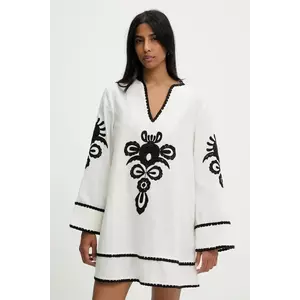 Answear Lab rochie din in culoarea alb, mini, oversize imagine