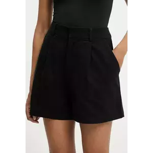 Answear Lab pantaloni scurti din bumbac culoarea negru, neted, high waist imagine