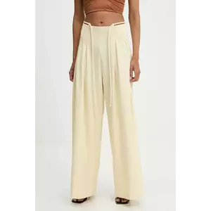 Answear Lab pantaloni culoarea galben, lat, high waist imagine