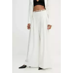 Answear Lab pantaloni culoarea alb, lat, high waist imagine