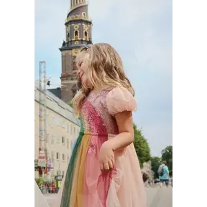 Konges Sløjd rochie ODETTE RAINBOW DRESS culoarea roz, mini, evazati, KS103022 imagine