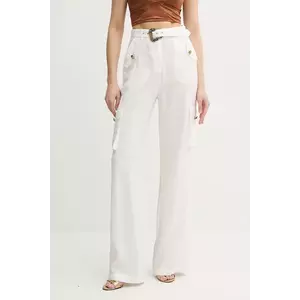Versace Jeans Couture pantaloni culoarea bej, drept, high waist, 78HAA109 N0433 imagine