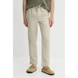 Superdry pantaloni din in culoarea bej, mulata, M7011318A-S1F imagine