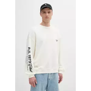 Pepe Jeans hanorac de bumbac COLVILLE CREW culoarea bej, cu imprimeu, PM582841 imagine