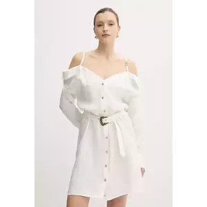 Versace Jeans Couture rochie culoarea bej, mini, drept, 78HAO911 N0433 imagine