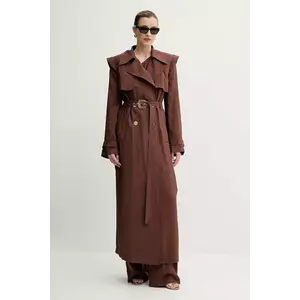 Versace Jeans Couture palton culoarea maro, de tranzitie, cu doua randuri de nasturi, 78HAT400 N0433 imagine