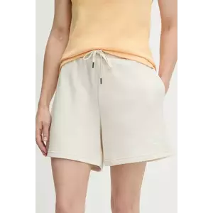 Puma pantaloni scurți culoarea bej, cu imprimeu, high waist, 685038 imagine