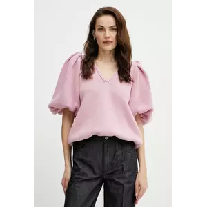 Luisa Spagnoli pulover de bumbac culoarea roz, 100033 imagine