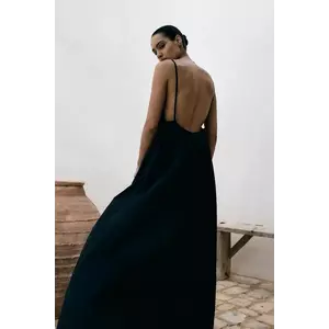 MUUV. rochie din bumbac culoarea negru, maxi, oversize imagine