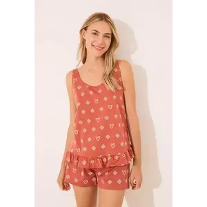 women'secret pijamale de bumbac Mickey Mouse culoarea portocaliu, bumbac, 3139894 imagine
