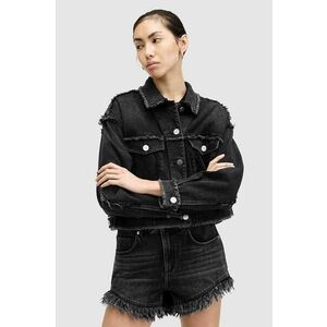 AllSaints pantaloni scurti din bumbac ASTRID FRAY culoarea negru, neted, high waist, W036EA imagine