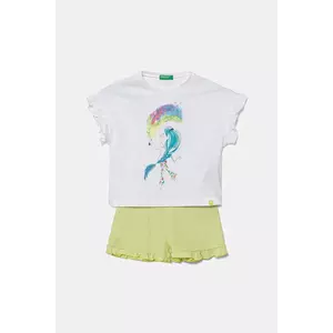 United Colors of Benetton pijamale de bumbac pentru copii 2-pack culoarea alb, cu imprimeu, 30960P08C imagine