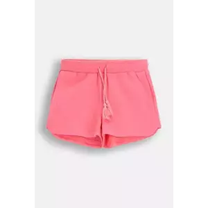 Coccodrillo pantaloni scurți din bumbac pentru copii culoarea roz, uni, TROPICAL STORY GIRL KIDS imagine