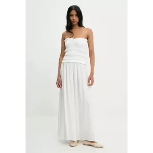 rochie din in culoarea bej, maxi, evazati imagine