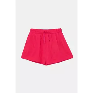 United Colors of Benetton pantaloni scurți din bumbac pentru copii culoarea roz, uni, talie reglabila, 3BL0C903I imagine