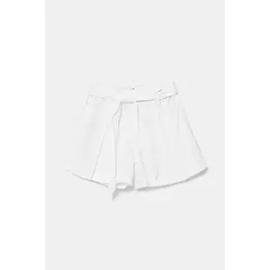 United Colors of Benetton pantaloni scurți de in pentru copii culoarea alb, uni, talie reglabila, 43WBG902G imagine