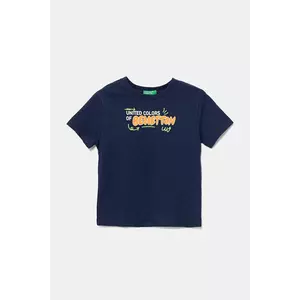 United Colors of Benetton tricou de bumbac pentru copii culoarea bleumarin, cu imprimeu, 3I1XG10JO imagine