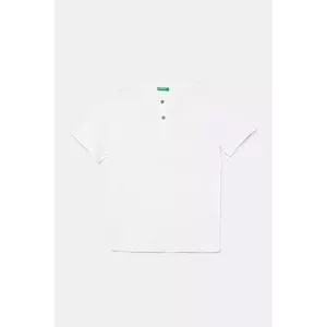 United Colors of Benetton tricou din amestec de in pentru copii culoarea alb, uni, 3F4JC10NN imagine
