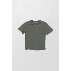 United Colors of Benetton tricou din amestec de in pentru copii culoarea verde, uni, 3F4JC10NN imagine
