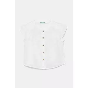United Colors of Benetton cămașă de in pentru copii culoarea alb, 5IPVGQ02E imagine