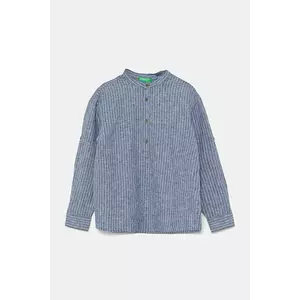 United Colors of Benetton cămașă de in pentru copii culoarea albastru marin, 52VMCQ03V imagine