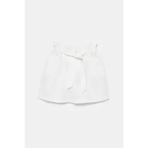 United Colors of Benetton pantaloni scurți de in pentru copii culoarea alb, neted, talie reglabila, 43WBC902D imagine