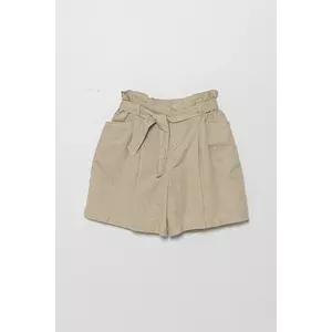 United Colors of Benetton pantaloni scurți de in pentru copii culoarea bej, neted, talie reglabila, 43WBC902D imagine