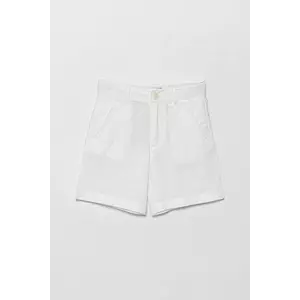 United Colors of Benetton pantaloni scurți de in pentru copii culoarea alb, talie reglabila, 43WBG901G imagine