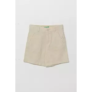 United Colors of Benetton pantaloni scurți de in pentru copii culoarea bej, talie reglabila, 43WBG901G imagine