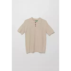 United Colors of Benetton polo din amestec de in pentru copii culoarea bej, neted, 104NC3005 imagine