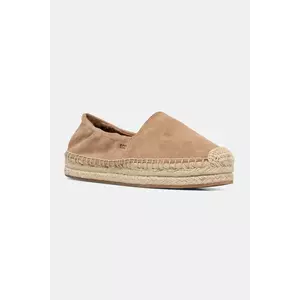 BOSS espadrile din piele întoarsă Madeira culoarea maro, cu platforma, 50542344 imagine
