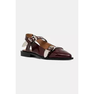 Bianco balerini de piele BIAVICTORIA culoarea bordo, cu toc deschis, 11252159 imagine